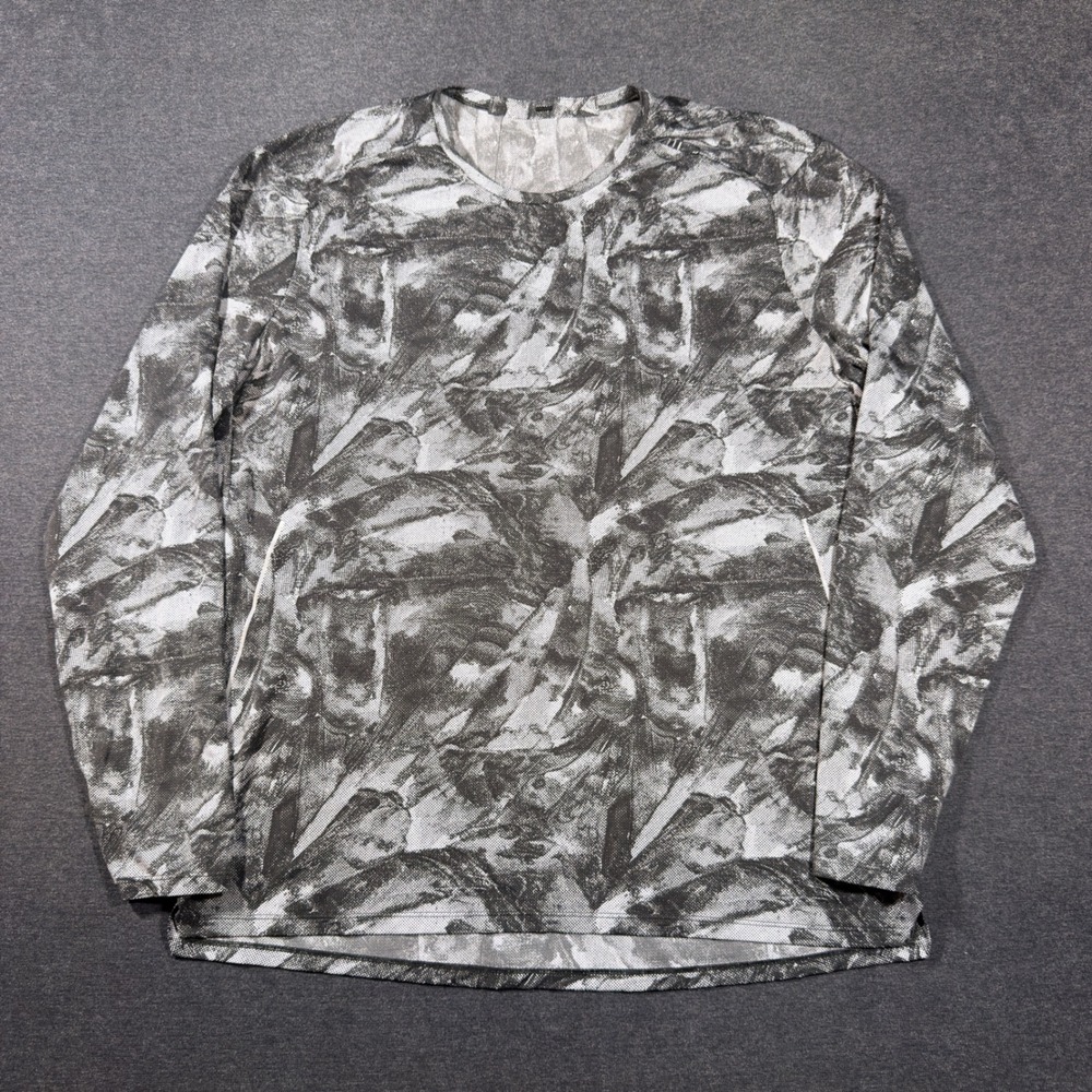 Lululemon Long Sleeve Shirt Mens XL Gray Abstract Print Activewear Running Top